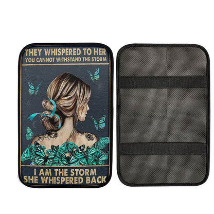 I Am The Storm Car Center Console Cover 2 - Encouragement Gifts For Women, Religious Car Interior Accessories
