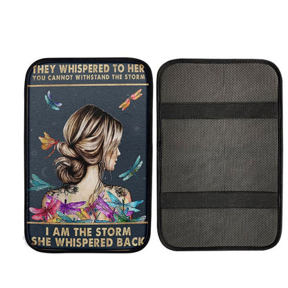 I Am The Storm Car Center Console Cover 3 - Encouragement Gifts For Women, Religious Car Interior Accessories