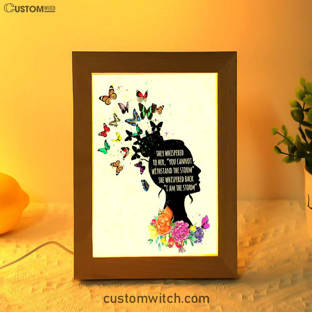 I Am The Storm Frame Lamp Art - Encouragement Gifts For Women - Boho Home Office Decor