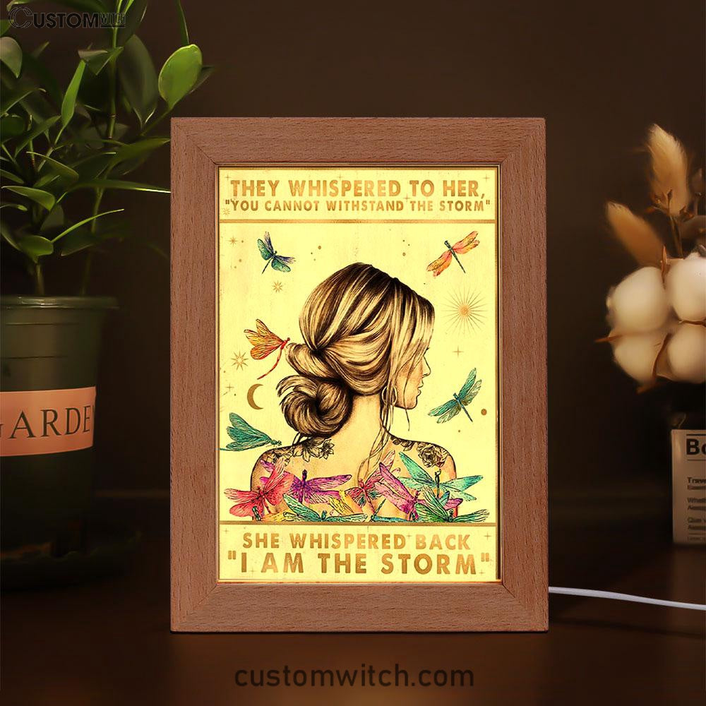 I Am The Storm Frame Lamp Decor - Encouragement Gifts For Women - Rustic Bedroom Living Room Home Office