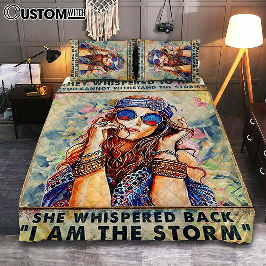 I Am The Storm Quilt Bedding Set Bedroom - Boho-Chic Bedroom - Positive Cover Twin Bedding Decor For Women