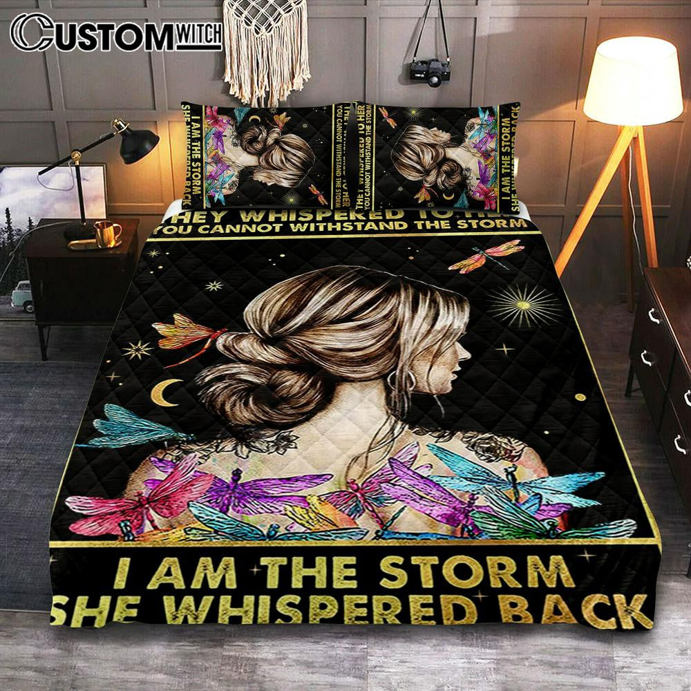 I Am The Storm Quilt Bedding Set Cover Twin Bedding Decor - Gifts For Women - Boho Dragonfly Quilt Bedding Set Prints