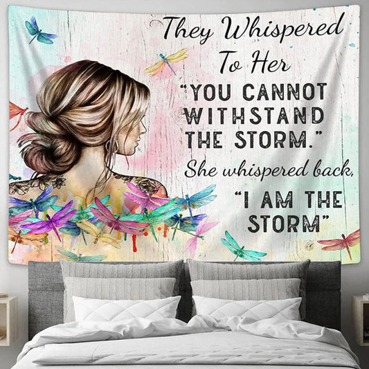 I Am The Storm Tapestry Wall Decor - Gifts for Women - Boho Dragonfly Tapestry Prints
