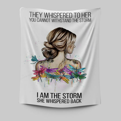 I Am The Storm Wall Art Decor - Positive Motivational Inspirational Quote - Encouragement Gifts For Women - Boho Dragonfly Print