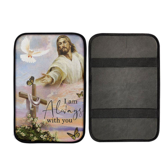I Am With You Always Matthew 2820 Christian Jesus Christ Reaching Out His Hand Car Center Console Cover, Christian Gift