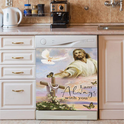 I Am With You Always Matthew 2820 Christian Jesus Christ Reaching Out His Hand Dishwasher Cover, Bible Verse Dishwasher Stickers