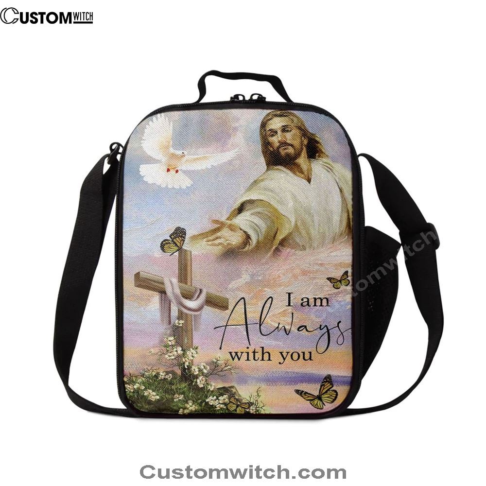 I Am With You Always Matthew 2820 Christian Jesus Christ Reaching Out His Hand Lunch Bag, Christian Lunch Bag, Religious Lunch Box For School, Picnic