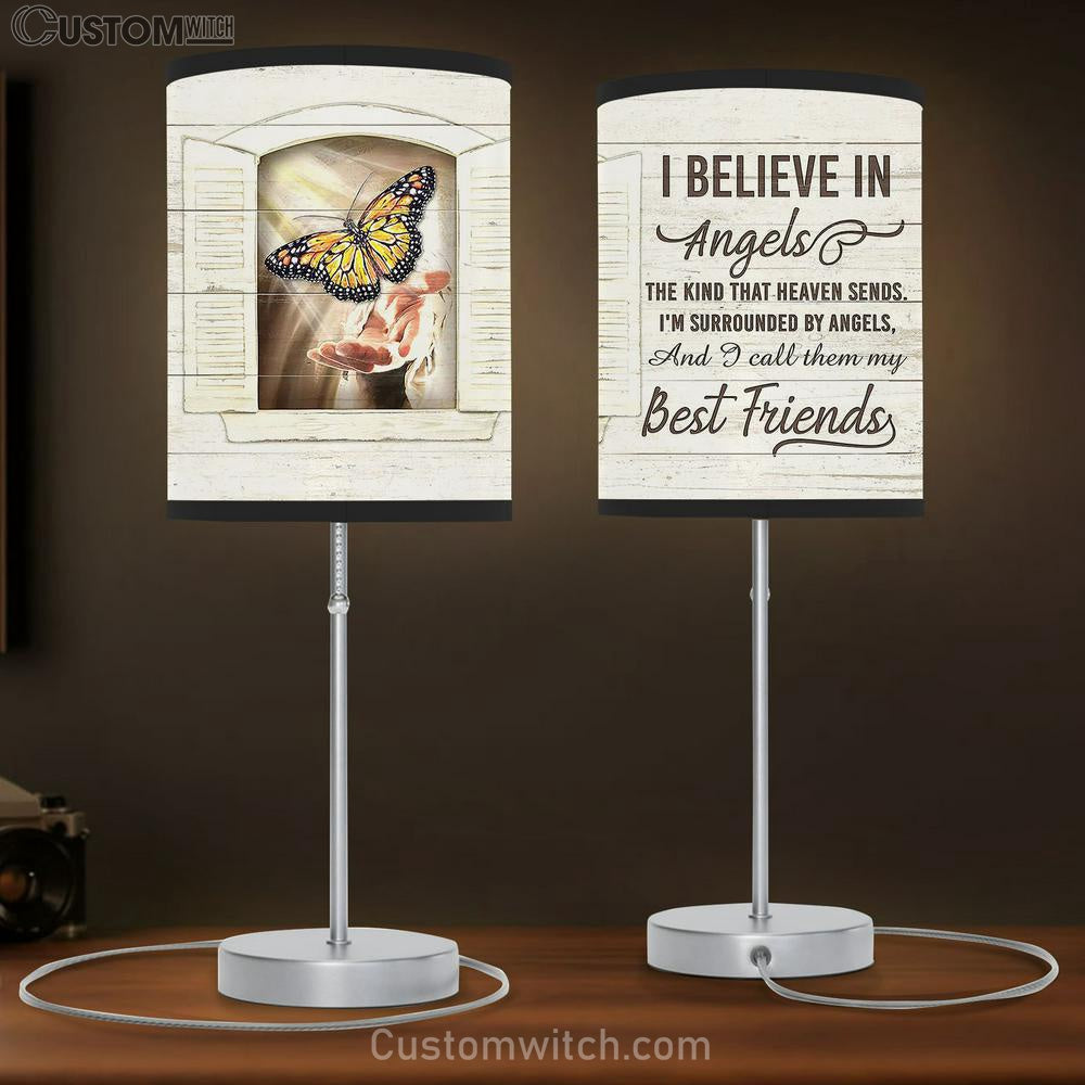I Believe In Angel And Call Them My Best Friends Table Lamb - Jesus Hand Butterfly Lamb Gift Table Lamb - Christian Lamb Gift - Religious Art