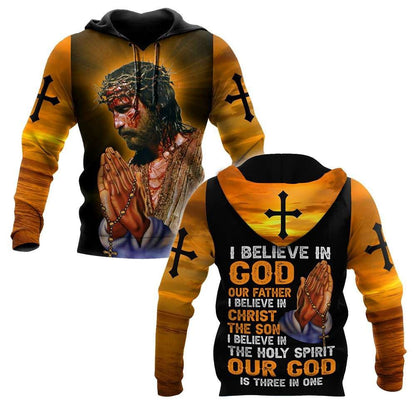 I Believe In God Our Father And Christ The Son God 3D Hoodie For Man And Women, Jesus Printed 3D Hoodie