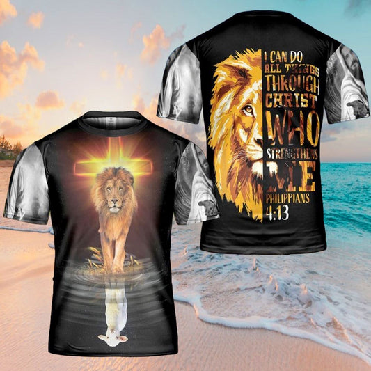 I Can Do All Things Lion Jesus All Over Print 3D T-Shirt, Gift For Christian, Jesus Shirt