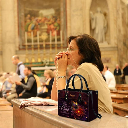 I Can Do All Things Personalized Leather Bag With Handle For Christian Women
