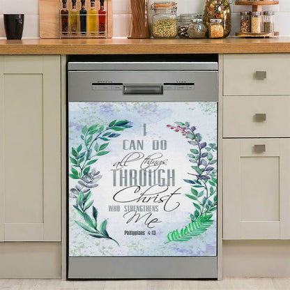 I Can Do All Things Through Christ Bay Leaf Bible Verse Dishwasher Cover, Bible Verse Dishwasher Stickers, Scripture Kitchen Decor