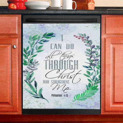 I Can Do All Things Through Christ Bay Leaf Bible Verse Dishwasher Cover, Bible Verse Dishwasher Stickers, Scripture Kitchen Decor
