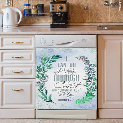 I Can Do All Things Through Christ Bay Leaf Bible Verse Dishwasher Cover, Bible Verse Dishwasher Stickers, Scripture Kitchen Decor
