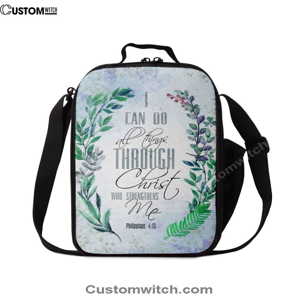 I Can Do All Things Through Christ Bay Leaf Bible Verse Lunch Bag, Christian Lunch Bag, Religious Lunch Box For School, Picnic