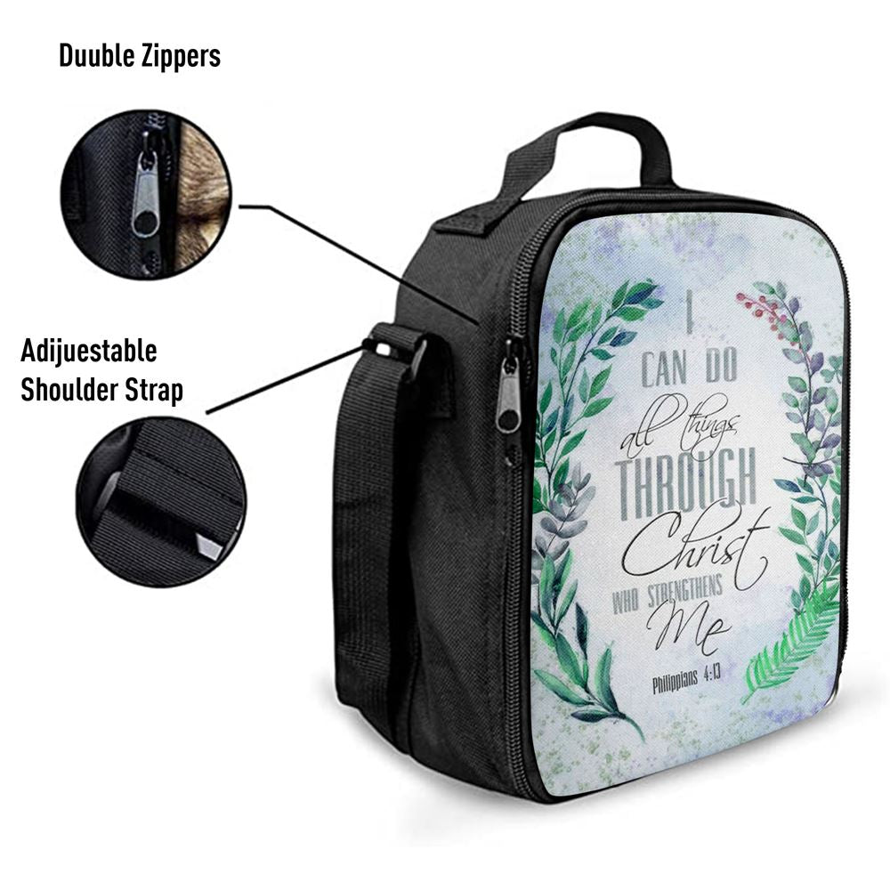 I Can Do All Things Through Christ Bay Leaf Bible Verse Lunch Bag, Christian Lunch Bag, Religious Lunch Box For School, Picnic