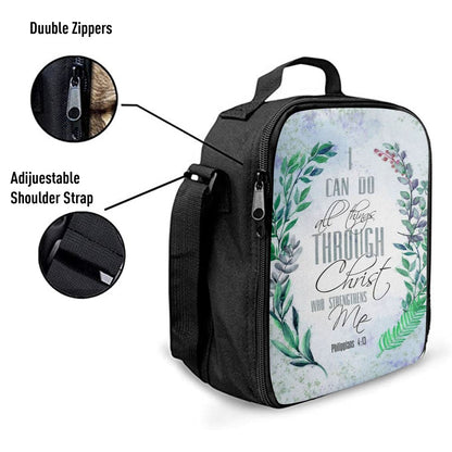 I Can Do All Things Through Christ Bay Leaf Bible Verse Lunch Bag, Christian Lunch Bag, Religious Lunch Box For School, Picnic