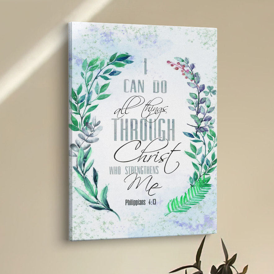 I Can Do All Things Through Christ Bay Leaf Bible Verse Wall Decor Art - Bible Verse Wall Decor - Scripture Wall Art