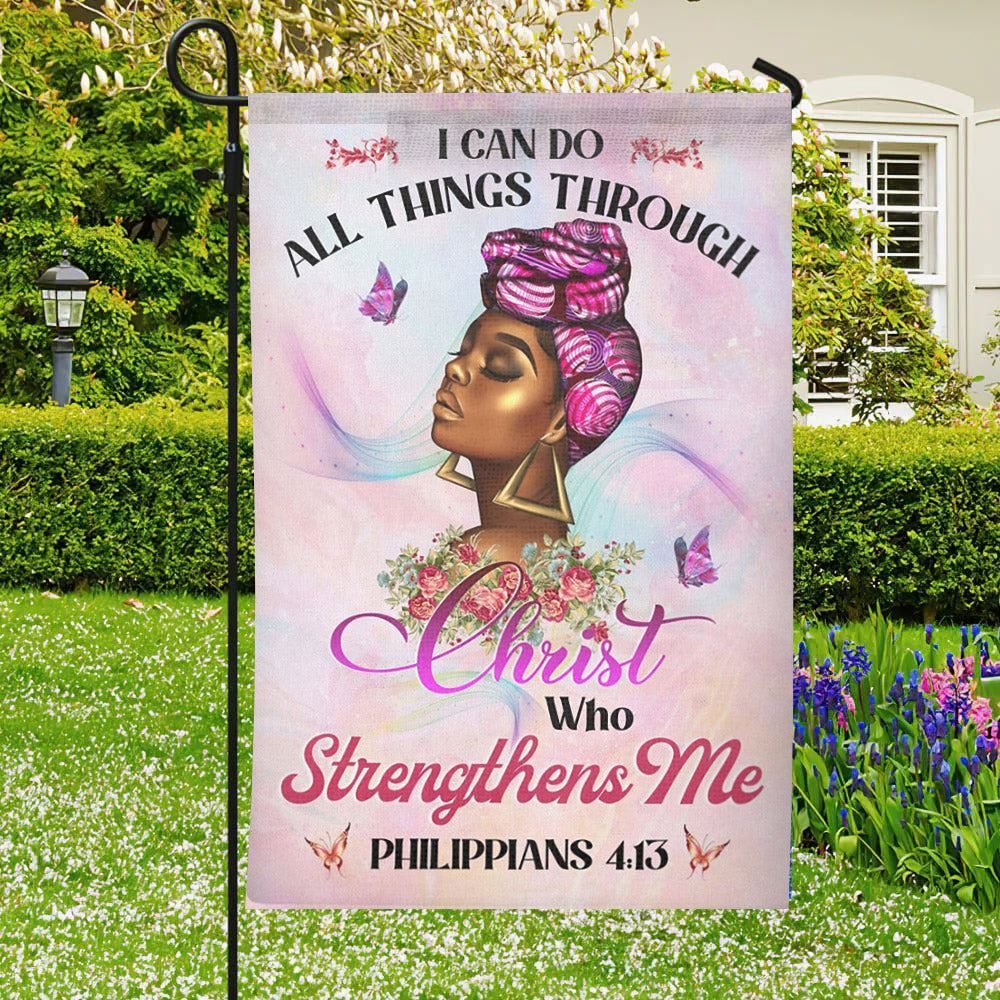 I Can Do All Things Through Christ Flag, Christian's Flag, Garden Decor, Garden Flag Stand, Christian Flag, Scripture Flag, Garden Banner