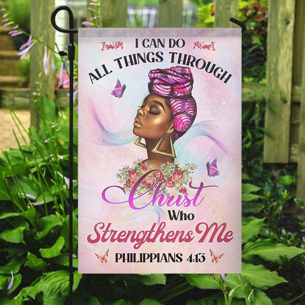 I Can Do All Things Through Christ Flag, Christian's Flag, Garden Decor, Garden Flag Stand, Christian Flag, Scripture Flag, Garden Banner