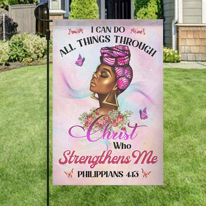 I Can Do All Things Through Christ Flag, Christian's Flag, Garden Decor, Garden Flag Stand, Christian Flag, Scripture Flag, Garden Banner