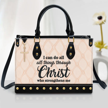 I Can Do All Things Through Christ Leather Handbag, Religious Gifts For Women, Women Pu Leather Bag