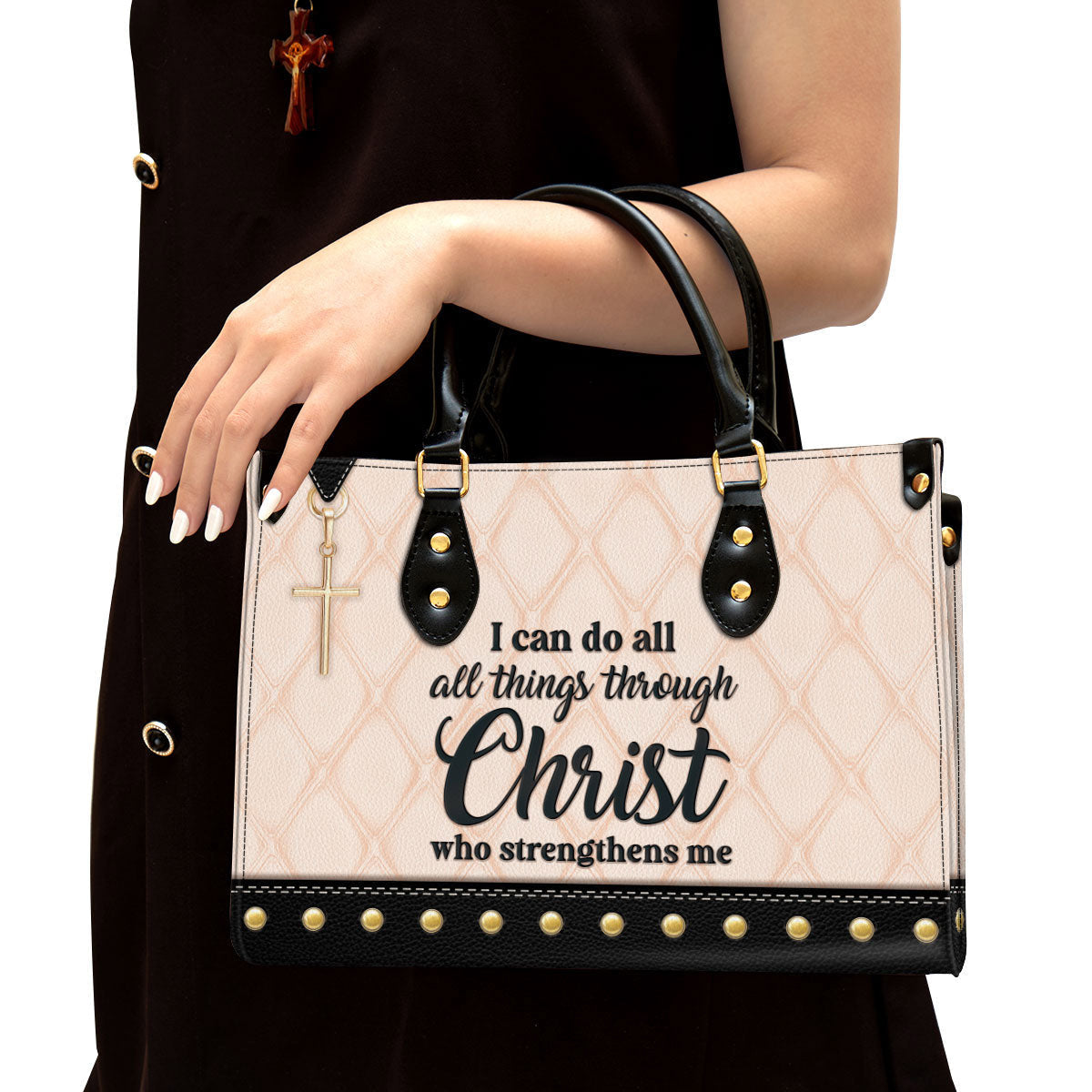 I Can Do All Things Through Christ Leather Handbag, Religious Gifts For Women, Women Pu Leather Bag