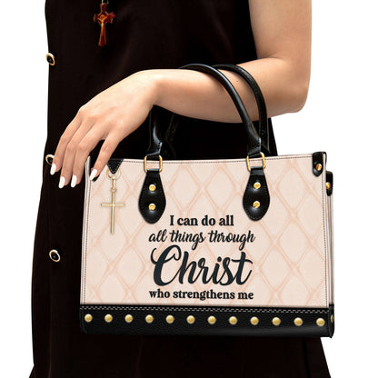 I Can Do All Things Through Christ Leather Handbag, Religious Gifts For Women, Women Pu Leather Bag