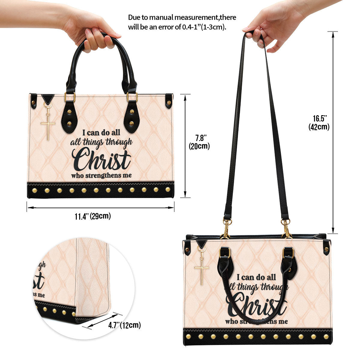 I Can Do All Things Through Christ Leather Handbag, Religious Gifts For Women, Women Pu Leather Bag
