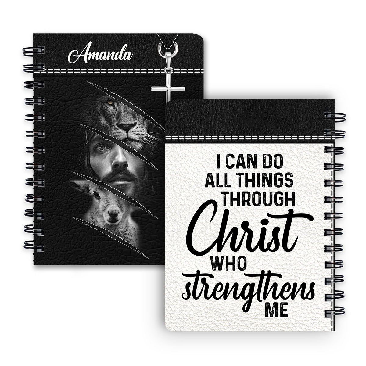 I Can Do All Things Through Christ Personalized Christian Spiral Notebook, Scripture Gifts For Christian