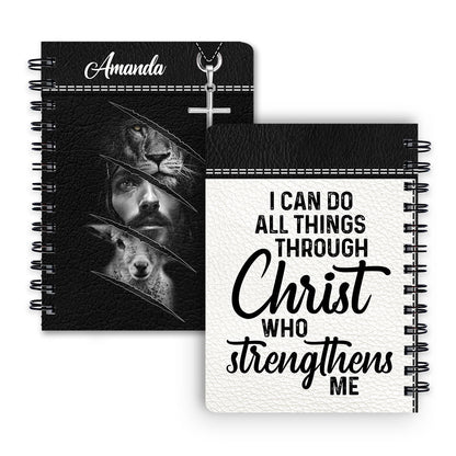I Can Do All Things Through Christ Personalized Christian Spiral Notebook, Scripture Gifts For Christian