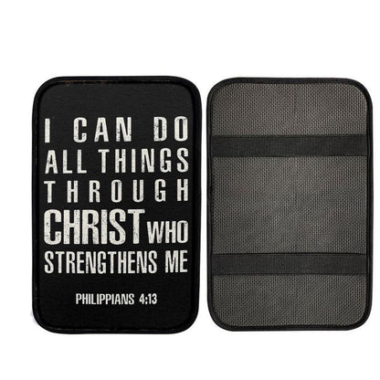 I Can Do All Things Through Christ Philipians 4 13 Car Center Console Cover, Religious Car Interior Accessories