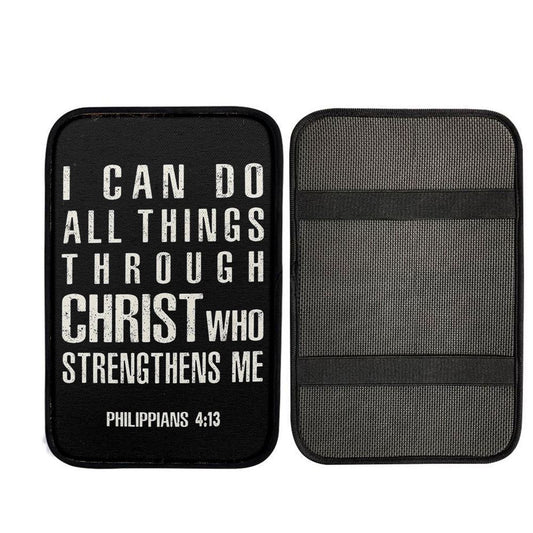 I Can Do All Things Through Christ Philipians 4 13 Car Center Console Cover, Religious Car Interior Accessories