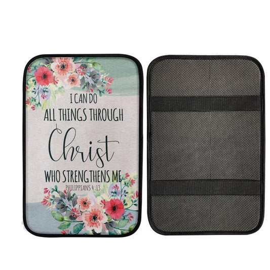 I Can Do All Things Through Christ Philippians 413 Car Center Console Cover, Cross Car Interior Accessories