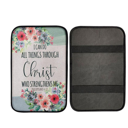 I Can Do All Things Through Christ Philippians 413 Car Center Console Cover, Religious Car Interior Accessories