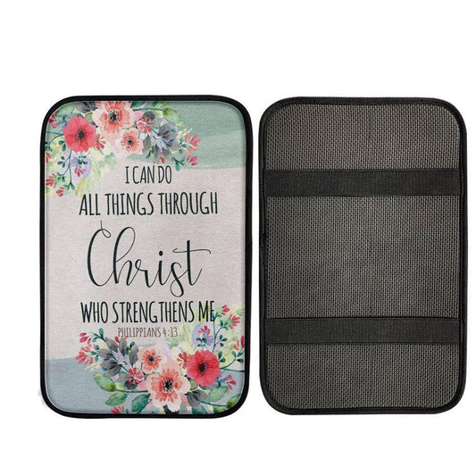 I Can Do All Things Through Christ Philippians 413 Car Center Console Cover, Religious Car Interior Accessories