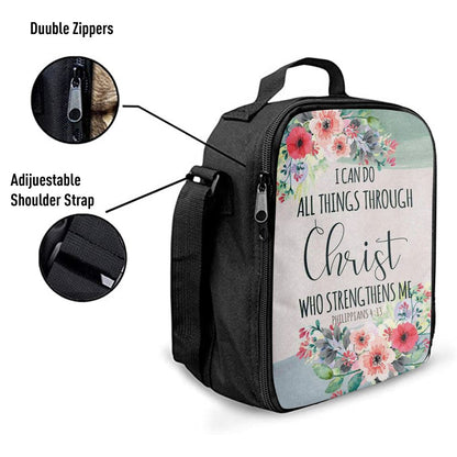 I Can Do All Things Through Christ Philippians 413 Lunch Bag, Christian Lunch Bag, Religious Lunch Box For School, Picnic