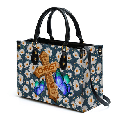 I Can Do All Things Through Christ Philippians 413 Zippered Leather Handbag With Handle Christ Gifts For Women Of God, Women Pu Leather Bag