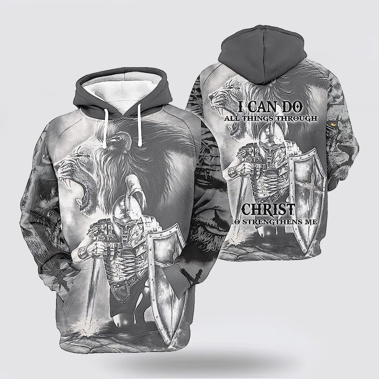 I Can Do All Things Through Christ The Warrior Of Christ Lion 3D Hoodies For Women Men, God 3D Printed Hoodie, Christian Apparel Hoodies