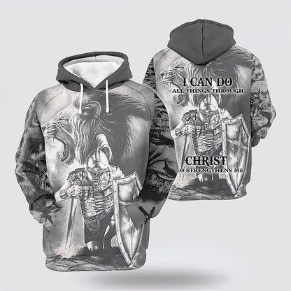 I Can Do All Things Through Christ The Warrior Of Christ Lion 3D Hoodies For Women Men, God 3D Printed Hoodie, Christian Apparel Hoodies