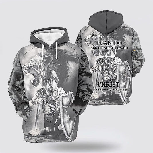 I Can Do All Things Through Christ The Warrior Of Christ Lion 3D Hoodies For Women Men, God 3D Printed Hoodie, Christian Apparel Hoodies