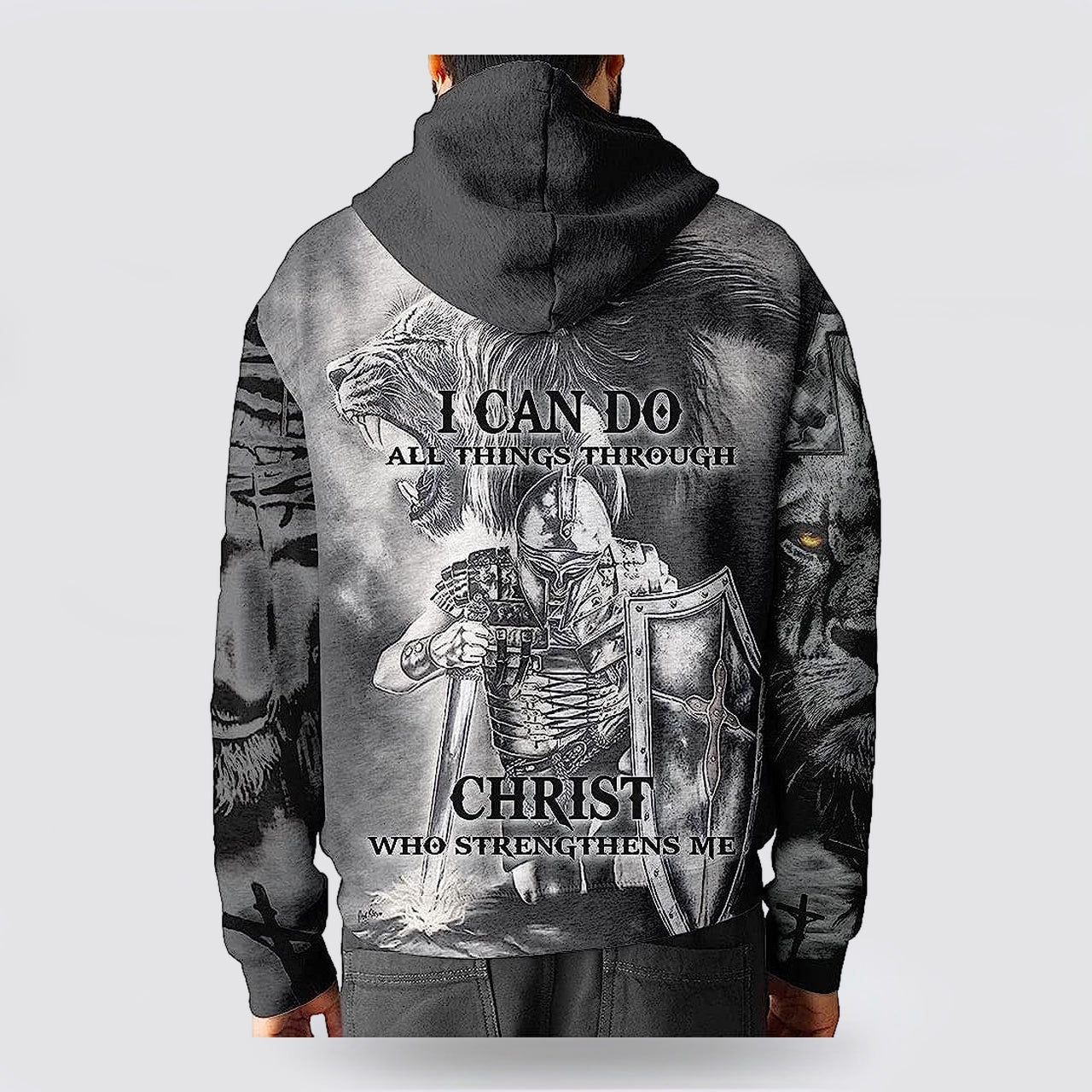 I Can Do All Things Through Christ The Warrior Of Christ Lion 3D Hoodies For Women Men, God 3D Printed Hoodie, Christian Apparel Hoodies