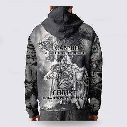 I Can Do All Things Through Christ The Warrior Of Christ Lion 3D Hoodies For Women Men, God 3D Printed Hoodie, Christian Apparel Hoodies