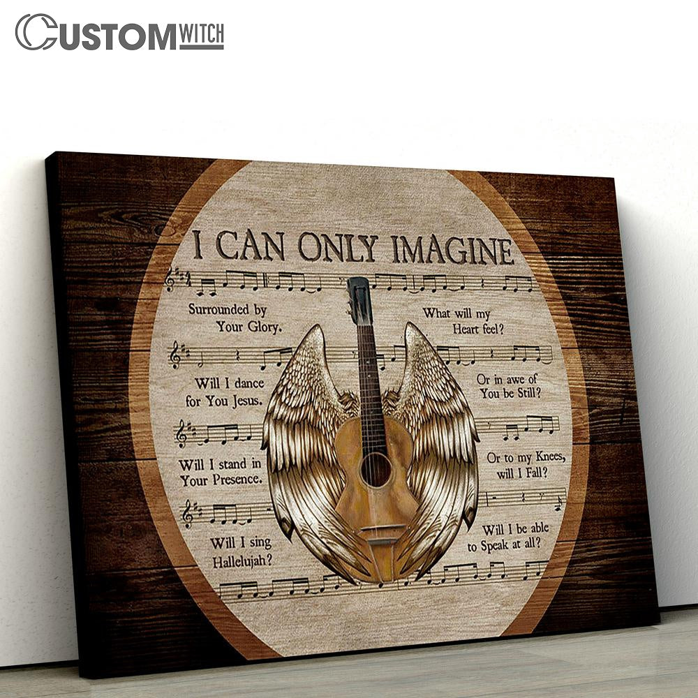 I Can Only Imagine Acoustic Guitar, Angel Wings Wall Art Canvas - Christian Wall Art - Religious Art