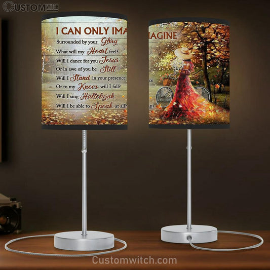 I Can Only Imagine Autumn Forest Woman Table Lamb Gift - Bible Verse Table Lamb - Religious Bedroom Decor