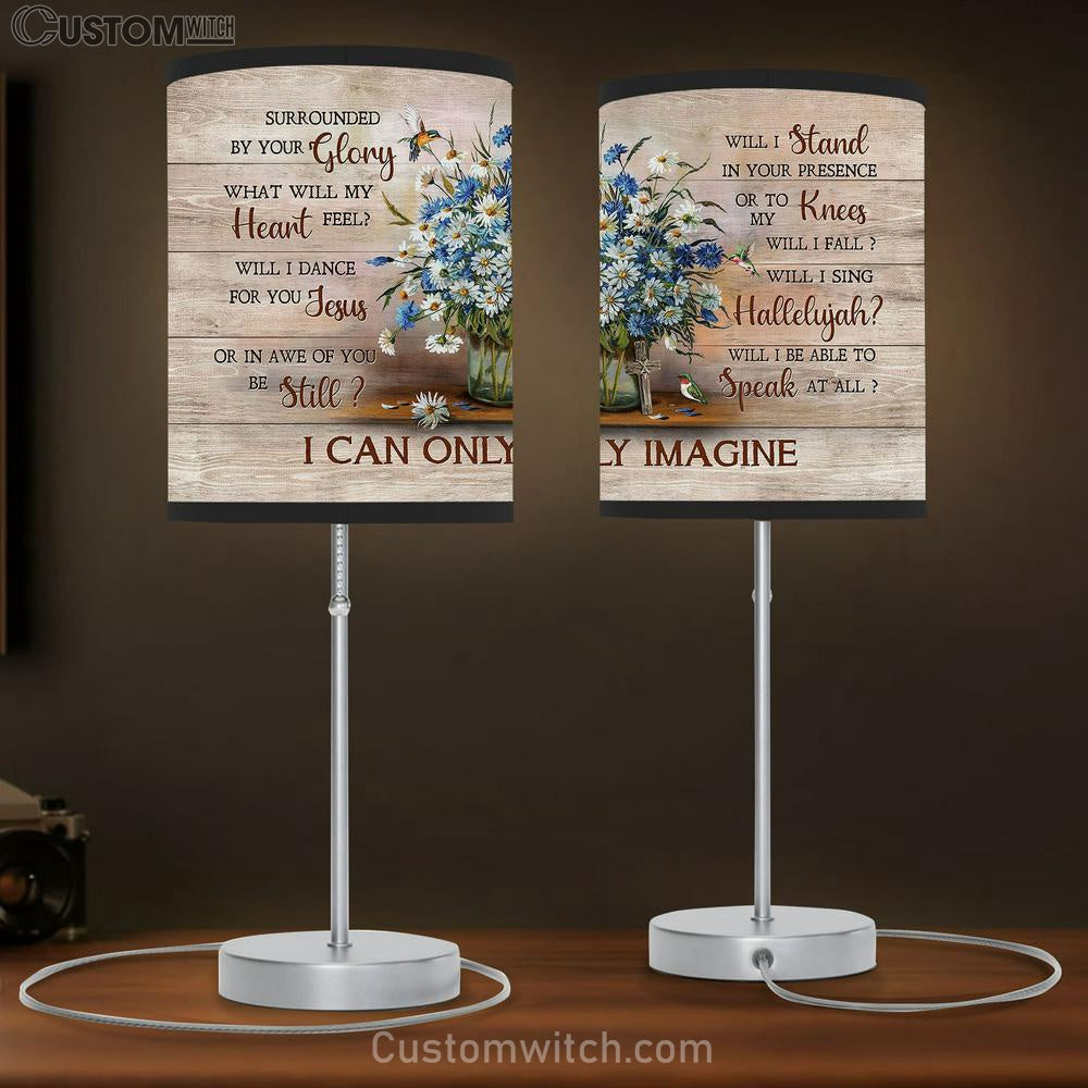I Can Only Imagine Baby Daisy Flower Hummingbird Table Lamb Gift - Bible Verse Table Lamb - Religious Bedroom Decor