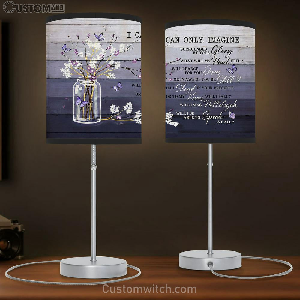 I Can Only Imagine Baby Flower Purple Butterfly Table Lamb Gift - Bible Verse Table Lamb - Religious Bedroom Decor
