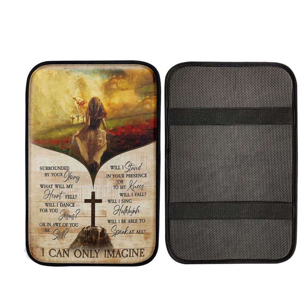 I Can Only Imagine Beautiful Girl Jesus Hand Car Center Console Cover, Religious Car Interior Accessories