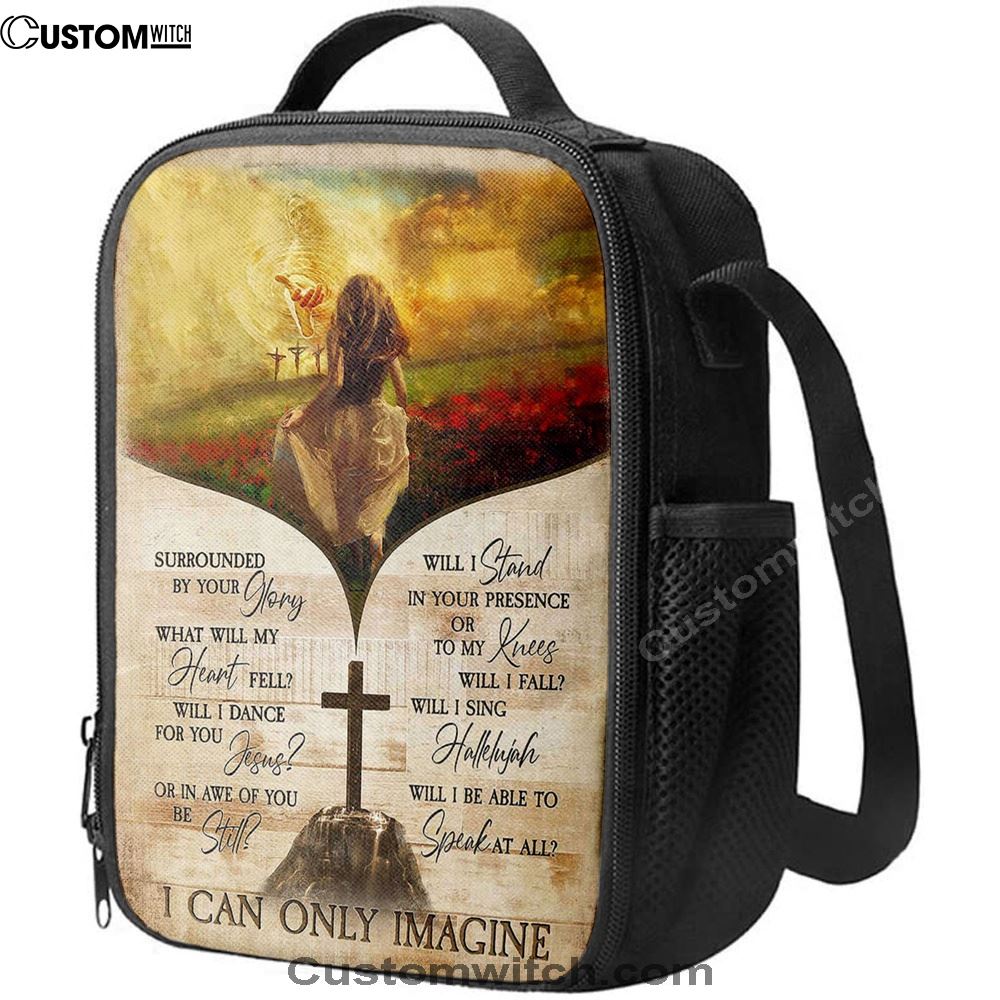 I Can Only Imagine Beautiful Girl Jesus Hand Lunch Bag, Christian Lunch Bag, Religious Lunch Box For School, Picnic