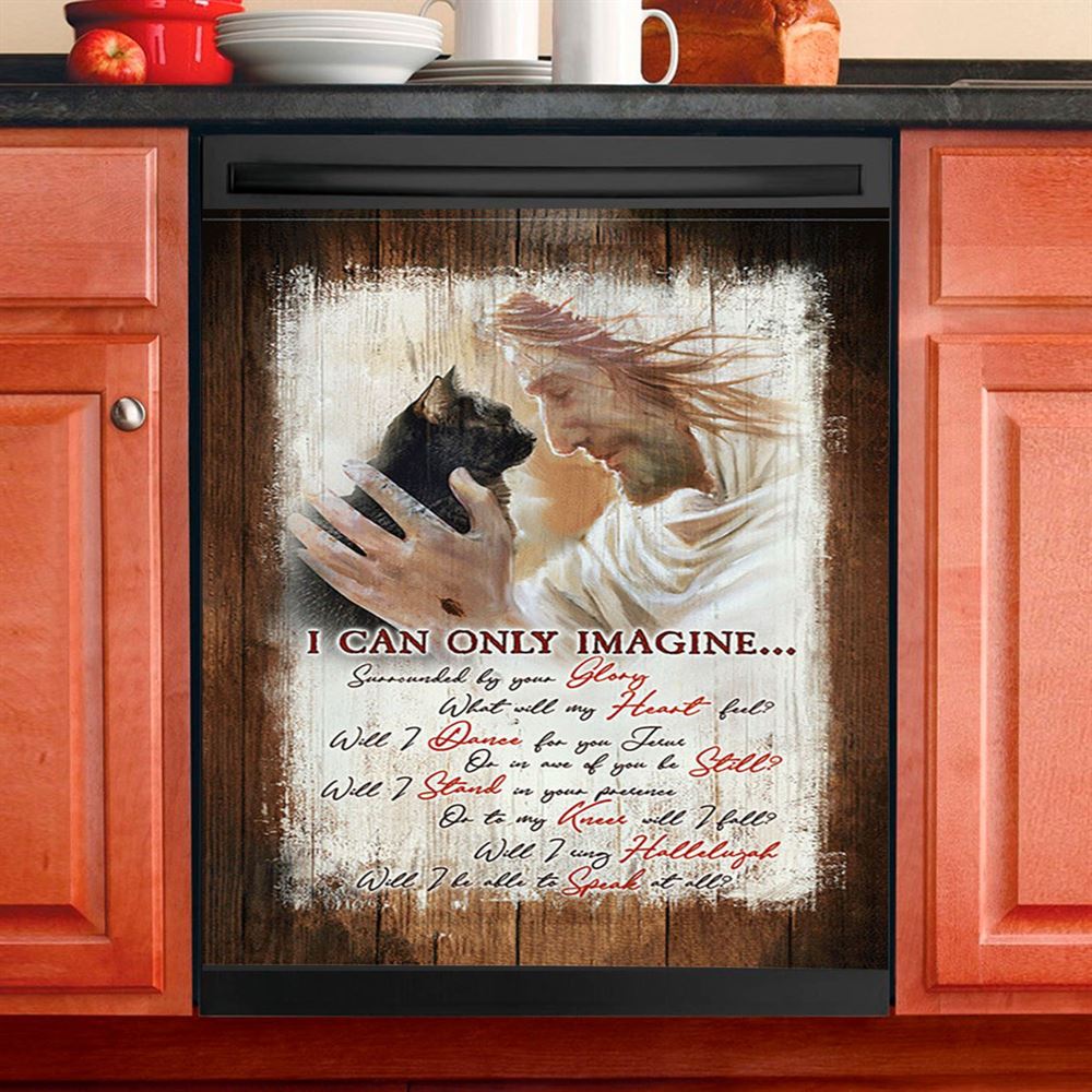 I Can Only Imagine Black Cat Jesus Dishwasher Cover, Take My Hand Dishwasher Stickers, Bible Verse Kitchen Decor